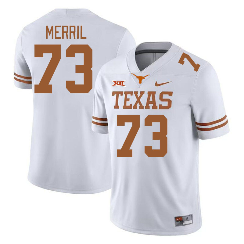 Men #73 Max Merril Texas Longhorns 2023 College Football Jerseys Stitched-White
